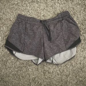 Heather grey Lululemon hotty hot shorts. Size 8 and 4” inseam.